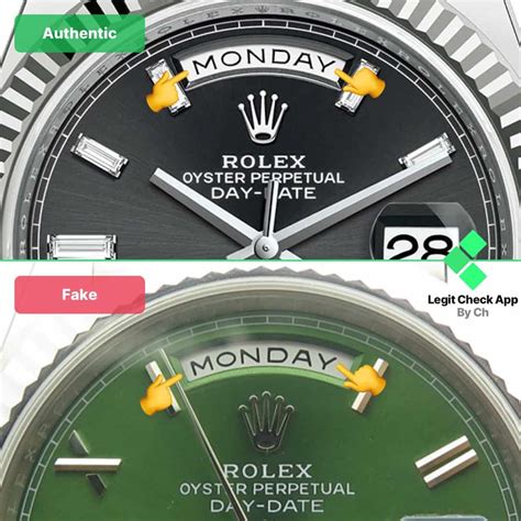 rolex oyster perpetual day date real vs fake|how to tell genuine rolex.